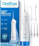 Oralfree Water Dental Flosser Cordless for Teeth Cleaning - 4 Modes Oral Irrigator 300ML Braces Flossers Cleaner, Rechargeable Portable IPX7 Waterproof Powerful Battery for Travel Home