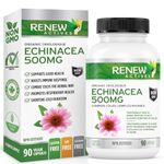 RENEW ACTIVES ORGANIC ECHINACEA (10:1 RATIO) - High Potency Herbal Supplement to Relieve Symptoms & Shorten Duration of Upper Respiratory Conditions, Non-GMO, Easy-to-Swallow - 90 Capsules - Made in Canada