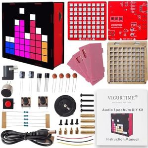 VIGURTIME DIY Music Spectrum Soldering Project Kit, Music Active Pickups with Cool Animation and Pixel Arts for Fun，8x8 RGB Display, Great STEAM Project Kit and Gift for Friends and Family