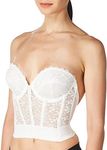 Carnival Womens Low Plunge Lace Longline Bra, White, 36A