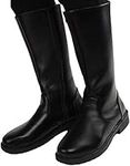 MWbetsy Men Knee High Leather Boots Unisex Riding Boots Stage Performance Footwear Wide Leg Mid Calf Full Zip Round Head Long Tall Boot,Black,46