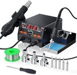 Preciva 2-in-1 Soldering Iron Station with Hot Air Gun, 902D II 750W Digital Rework Station with Smart Sleep Mode, Dual LED Display, Quiet Brushless Fan, PID Temperature Control for Repairs