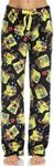 COCO BRANDS Spongebob Women's All Over Print Pajama Pant with Elastic Waistband - Plush Fleece Sleepwear, Black/Spongebob Love & Happy Faces, Medium