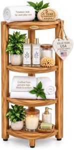 EcoDecors, Snazzy Corner, Teak Corner Shower Shelf, 4 Tier, Teak Shower Caddy, Teak Bathroom Shelf, Teak Corner Bathroom Shelf, Bathroom Storage, Bathroom Organization