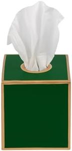 Jaye's Studio Decorative Tissue Box Covers, Green Square Metal Gold Cube