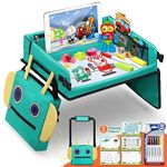 Prinhero Kids Travel Tray, Car Seat Tray for Toddlers Travel Tray With 2 in 1 Robot Bag & Dry Erase Board Toddler Road Trip Essentials With Drawing Kit, Organizer Pockets