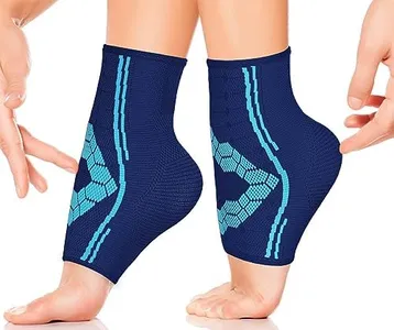 Sparthos Ankle Compression Socks (Pair) – Plantar Fasciitis Ankle Brace with Arch Support – for Men and Women – Foot Sleeves – Increase Blood Circulation, Reduce Swelling & Heel Spurs (Blue-L)