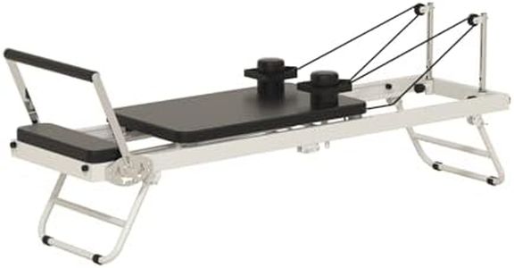 seanleecore Foldable Pilates Reformer Machine - Capacity up to 400lbs - Ideal Pilates Equipment for Home Workouts, White.