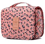 Travel Toiletry Bag, Hanging Toiletries Wash Bag Makeup Cosmetic Organizer Bags for Women Girls Kids Waterproof Foldable (Leopard Print)