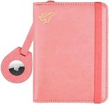 WALNEW Airtag Passport Holder, PU Leather RFID Blocking Passport Wallet with Airtag Holder and Zipper Pocket, Travel Accessories for Women & Men (Dark Pink)