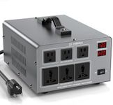 10000W Voltage Converter Auto Transformer,110/120/220/240V Heavy Duty Step Up/Down Power Converter Transformer with 3 US Outlets,3 Universal Outlets, LCD Display,Resettable Circuit Breaker Protection