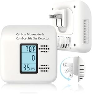 Carbon Monoxide Detectors Plug in 1-Pack, CO Detector with Natural Gas/Propane/Methane Alarm, Portable for Travel, Temperature & Humidity Monitor, 110V-240V AC, for Kitchen, Home, RV, White