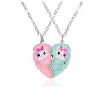 2PCS Adorable BFF Cats Necklaces, Big Sister Little Sister Friendship Necklaces, Best Friends Forever Magnetic Necklace for 2 Girls, Valentine Jewelry Gifts for Girls Mother Sisters Friends