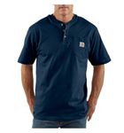 Carhartt Men's Loose Fit Heavyweight Short-Sleeve Pocket Henley T-Shirt, Navy, Medium