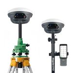 E1 RTK GNSS Survey Equipment 20 Hours Endurance RTK GNSS GPS with IMU Rover & Base Handheld Collector with Survey Software RTK Surveying Equipment,1408 Channels, 5km UHF Range,60° Tilt Survey