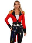 YiZYiF Women Ringmaster Jacket Showman Tailcoat Magician Costume Circus Carnival Party Outfits Coats RedB M