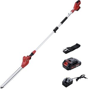 20V Cordless Pole Hedge Trimmer, 2.42M Long Reach Hedge Cutter with Battery, Fast Charge