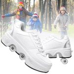 TOME.SKATES Roller Skates Shoes boys and girl，Shoes with Wheels for women and men，Adjustable Double Row Skating Shoes for kids,Trainers/Skates 2 in 1 (D, EU-36)