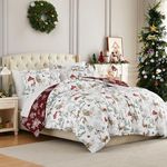 Southshore Fine Living, Inc. King Size Christmas Bedding Sets with King Duvet Cover and Shams, Reversible King/California King Duvet Cover, White Holiday Bedding Set - Farmhouse Christmas Print