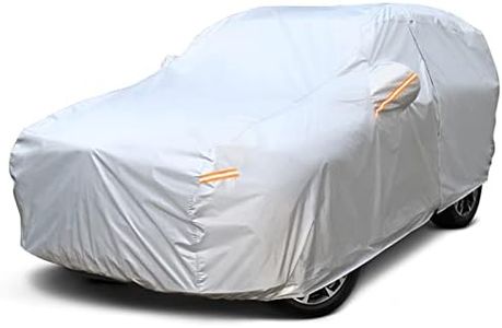 SEAZEN Car Cover 6 Layers, Waterproof SUV Car Cover with Zipper Door, Snowproof/UV Protection/Windproof, Universal Car Covers Breathable Fabric with Cotton (176" to 191")