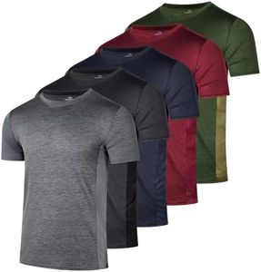 5 Pack: Boys Girls Active Athletic Quick Dry Dri Fit Short Sleeve T-Shirts Crew Neck Tops Teen Gym Undershirts Tees Youth Basketball Clothes Moisture Wicking Tshirt-Set 8,Small (6-7)
