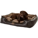 Bunty Tuscan Pet Bed - Faux Leather Dog Beds & Cat Bed, Chew Resistant Dog Sofa Bed with Soft Fleece Interior, High Density Filling, Firm Insulating Base - Extra Large Dog Bed