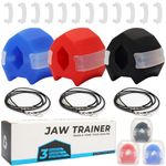 SZSMART Jaw Exerciser, Jawline Trainer - 3 Resistance Levels for Reducing Double Chin & Enhancing Defined Jawline - Includes 12 Additional Biting Strips & 3 Necklaces (Blue,Red,Black)