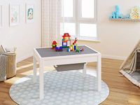 UTEX Kids 2 in 1 Large Activity Table with Storage, Construction Table for Kids,Boys,Girls, White