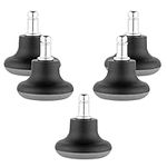 kwmobile Replacement Office Chair Glides (Set of 5) - 10mm (3/8") Stem Bell Glide Chair Glider Feet Replacements for Caster Wheels - Black & Grey