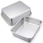 12.7-inch Lasagna Baking Pan Set of 2, P&P CHEF Stainless Steel Deep Roasting Pans for Brownie, Bread, Meat, Deep Dish & Round Corner, Easy Clean & Dishwasher Safe - Rectangular