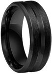 Udolfly 8MM Basic Wedding Band Rings for Men Women Brushed Beveled Edge Promise Rings Matte Finish Engagement Ring Comfort Fit Groove Black Size 8