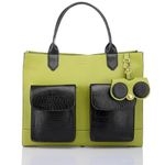 Monadaa Designer Madeleine Green & Black Tote Handbag Purse for Women and Girl