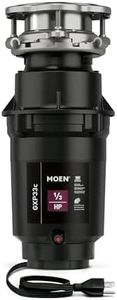 Moen GXP33C Lite Series PRO 1/3 HP Compact Continuous Feed Garbage Disposal for Kitchen Sink, Power Cord Included