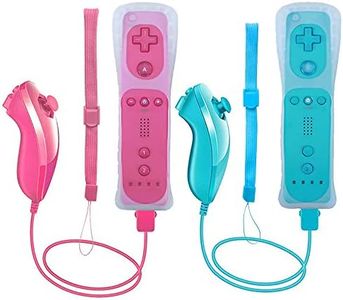 Wii Remote Controller, 2 Packs Upgrade Wii Wireless Controller Compatible with Wii Wii U Console(Pink and Blue)