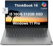 Lenovo ThinkBook 14 Business Laptop (14" FHD Anti-Glare, Intel 10-Core i5-1235U, 16GB RAM, 512GB PCIe SSD), Fingerprint Reader, Ethernet (RJ-45), Webcam, Win 11 Pro w / AI Copilot, Grey - 2024