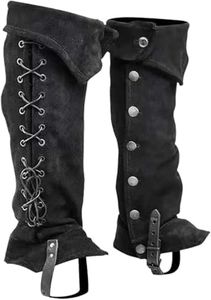 Medieval Leg Covers Pirate and Renaissance Faux Leather Steampunk Costume for Boots Gaiters Boot Cover Knight Warrior Bandage Case Cosplay Black