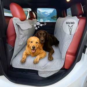 Deluxe Quilted and Padded Dog Pet Car Back Seat Cover with Comforting Fabric, Non-Slip Backing Best for Full Size Truck Crew Cab, Large SUV - Travel with Your Pet Mess Free - Extra Wide 62"x94", Grey