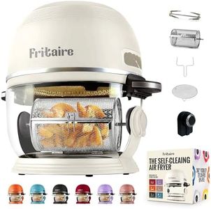 Non Toxic Air Fryer™ - Glass AirFryer 5 Quart w/ 360 Visibility, Self-Cleaning, 400F Vortex Air Fryer for Even Cooking, BPA-Free Teflon Free, 6-in-1 Functions, Rotisserie, Roast, Bake, White