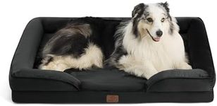 Bedsure Extra Large Dog Sofa Bed - Washable Orthopedic Dog Beds and Couch with Removable Flannel Zipper Cover, XL Waterproof Human Dog Bed, Black Squre Pet Bed, 106x80x16cm