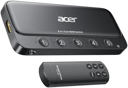 acer HDMI Switch 5 in 1 Out [4K@60Hz, HDMI 2.0, HDCP 2.3, HDR] Switcher with Remote, Supports DTS, Dolby, Work for PS5/Xbox/Switch/Roku/TV Stick/Projector