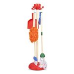 Playkidiz Role Play, 6Pcs, Kids Cleaning Set Includes Mop, Brush, Broom, Dustpan, And Organizer Stand, Play Helper Realistic Housekeeping Set, Toddler Cleaning Set, Recommended For Ages 3