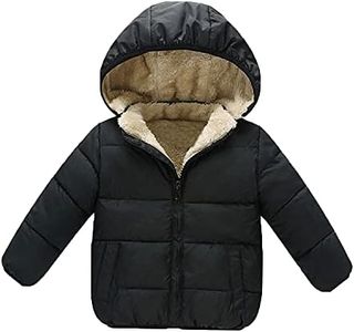 Baby Girls Boys' Winter Fleece Jackets with Hooded Toddler Cotton Dress Warm Lined Coat Outer Clothing (Black, 2-3T)