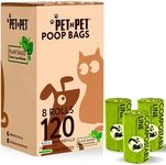 PET N PET Compostable Dog Poop Bags, 120 Counts 8 Rolls Plant-Based ASTM D6400 & EN 13432 OK Compost Certified Dog Poo Bags, Unscented Dog Waste Bags, Thick Poop Bags, Dog Bags for Poop - 9x13 Inches