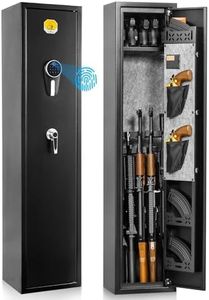 BlackSmith 5 Biometric Rifles Safe Long Gun Safe for Home Rifles and Pistols Quick Access Fingerprint Gun Cabinet Dual Alarm 2 Rifles Gun Rack Password Memory Function 16 Gauge Alloy Steel