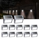 XLUX Solar Lights for Outdoor Garden Step Stairs Deck Fence Yard Patio Wall and Pathway, LED lamp, Rainproof Stainless Steel Metal Housing, 12 Pack(White Light)