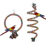 Aedcbaide Bird Parrots Toys, 2 Pack Parakeet Parrot Swing Chewing Hanging Toys with Bell, 59inch Bird Cotton Rope and 7Inch Diameter Bird Hanging Swing for Budgie, Cockatiels, Conures, Finches