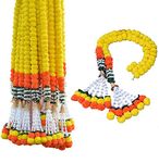 S2S Marigold Garland for Decoration Artificial Marigold Flowers Decorations Indian Décor for Pooja, Wedding, Events, Diwali, Decor 2Pcs (Yellow) (Pack of 2 Pcs) (Height - 72 Inch)