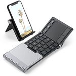 iClever Foldable Bluetooth Keyboard, BK08 Portable Folding Keyboard with Touchpad (Sync Up to 3 Devices), Pocket-Sized Tri-fold Wireless Travel Keyboard for iPad Mac iPhone Android Windows iOS, Silver