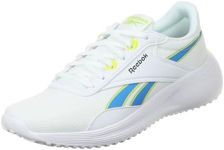 Reebok Men's LITE 4 Running Shoes, White/KINETICBLUE/Acid Yellow, 9.5 UK