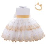 Lito Angels Wedding Bridesmaid Flower Girl Fancy Dress Christmas Party Outfit Ball Gown with Headband Little Kids Girls Age 2-3 Years, White (Tag Number 100)